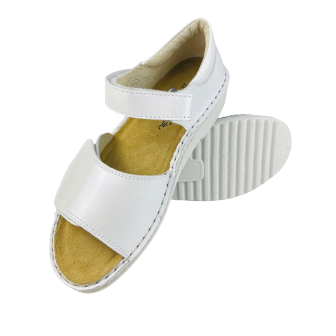 Naot Svetlana Women’s Leather Sandal with Heel Counter, Adjustable Straps, and Cushioned Footbed (White Pearl)