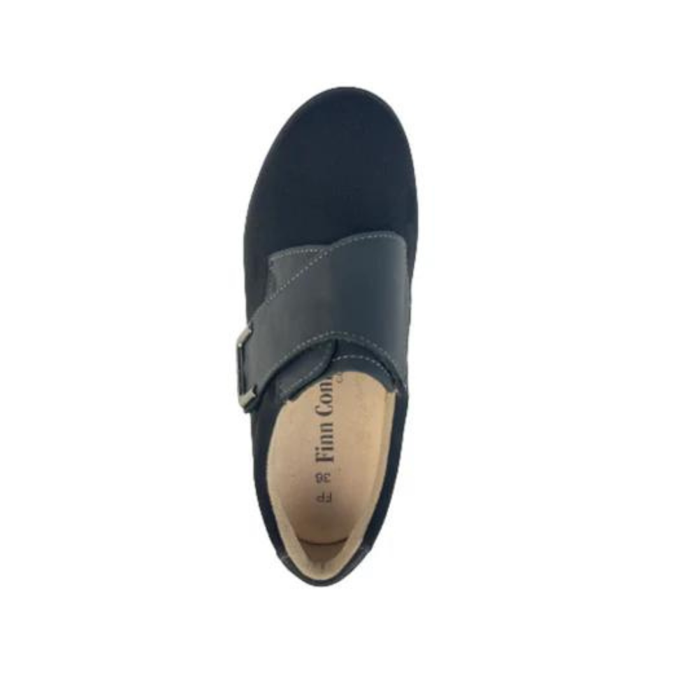 Finn Comfort Neiva Stretch Leather Shoe, Removable Arch Support Insoles, and Shock Absorbing Footbed. Suitable for Bunion, Heel and Arch Pain (Black)