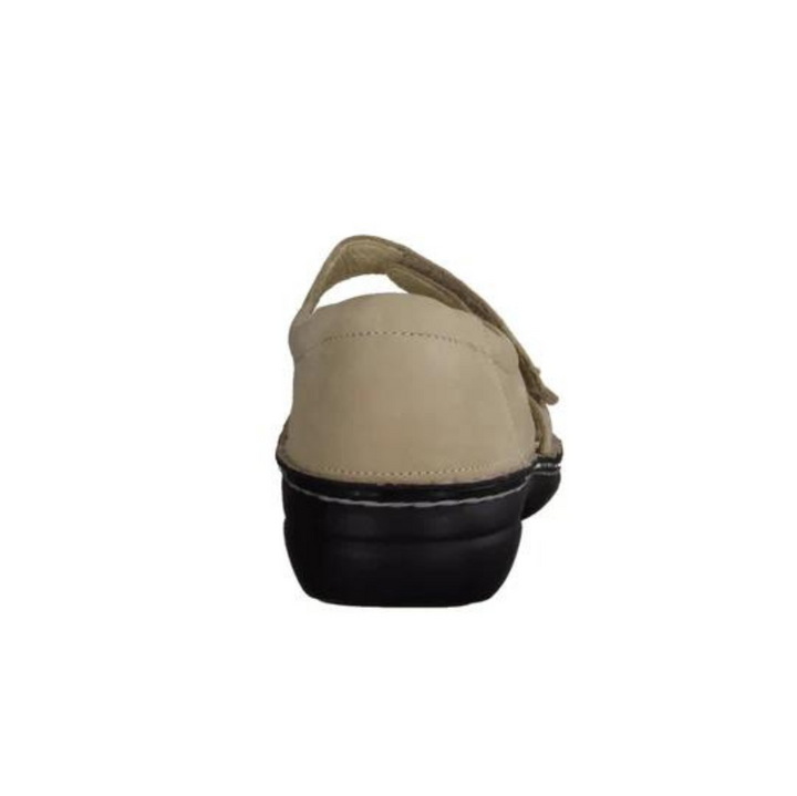 Finn Comfort Biella Ladies Leather Sandals with Three-Way Adjustable Velcro Straps, Heel Counter for Support, Removable Arch Support Insoles, and Shock Absorbing Footbed. Suitable for Bunion, Plantar Fasciitis,  Heel and Arch Pain (Beige)