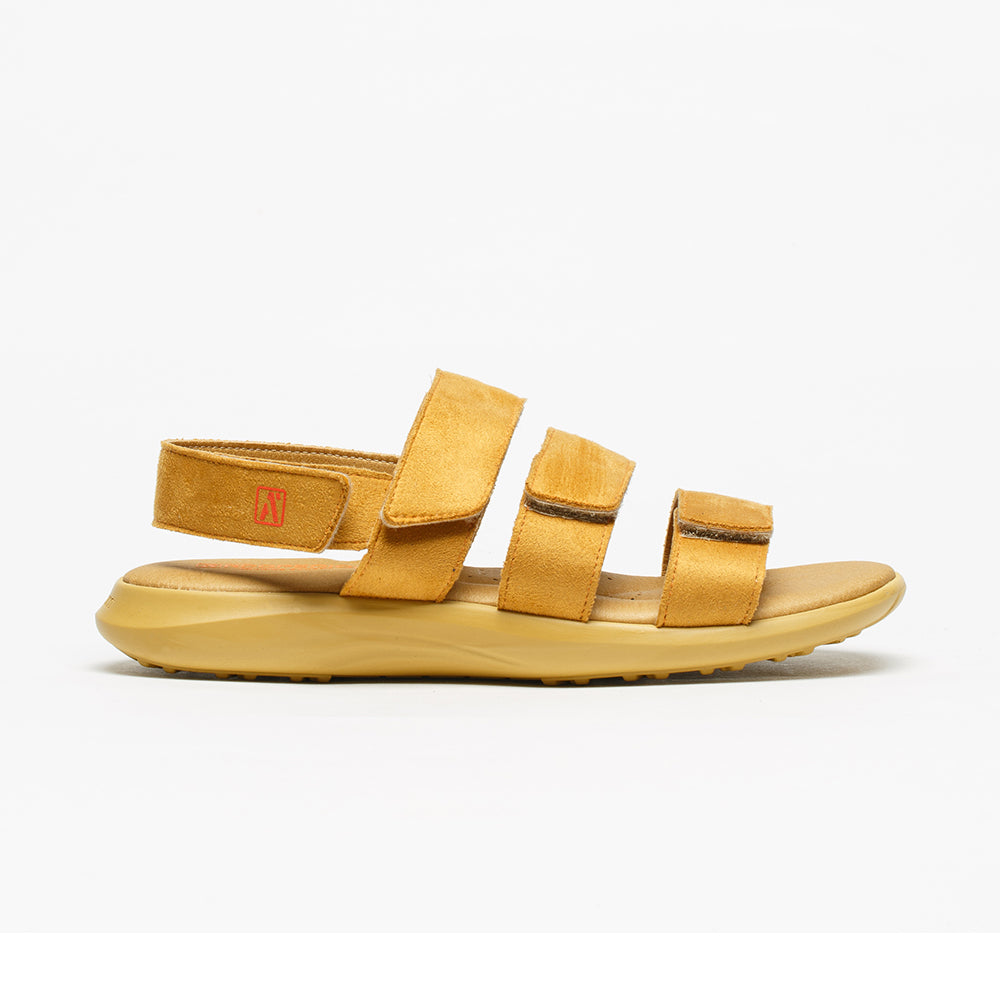 Arcopedico Stelvio Adjustable Walking Sandals With Triple Velcro Straps & Heel Strap, Eco-Friendly Recycled Lytech Upper, And Cushioned Hybrid Air Insole For Personalized Fit & Long-Lasting Comfort (Yellow)