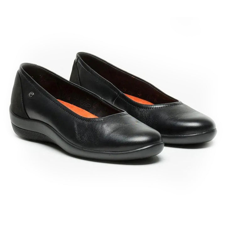 Arcopedico Serengeti Leather Ballerina Flats With Patented Twin Arch Support, Antiviral Sole, Removable Insole, And Ultra-Soft Eco-Friendly Leather For Maximum Comfort & Flexibility (Black)