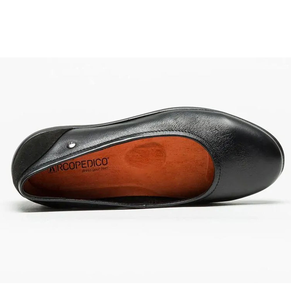Arcopedico Serengeti Leather Ballerina Flats With Patented Twin Arch Support, Antiviral Sole, Removable Insole, And Ultra-Soft Eco-Friendly Leather For Maximum Comfort & Flexibility (Black)