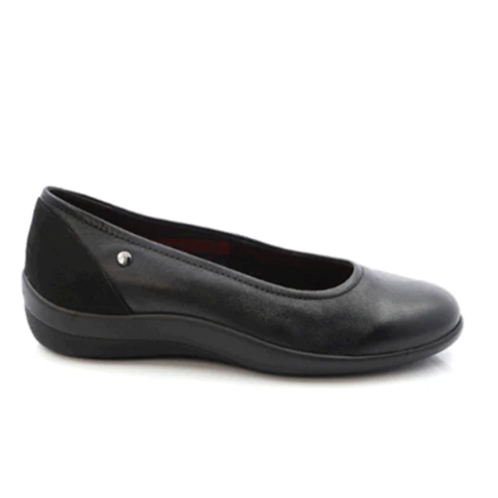 Arcopedico Serengeti Leather Ballerina Flats With Patented Twin Arch Support, Antiviral Sole, Removable Insole, And Ultra-Soft Eco-Friendly Leather For Maximum Comfort & Flexibility (Black)