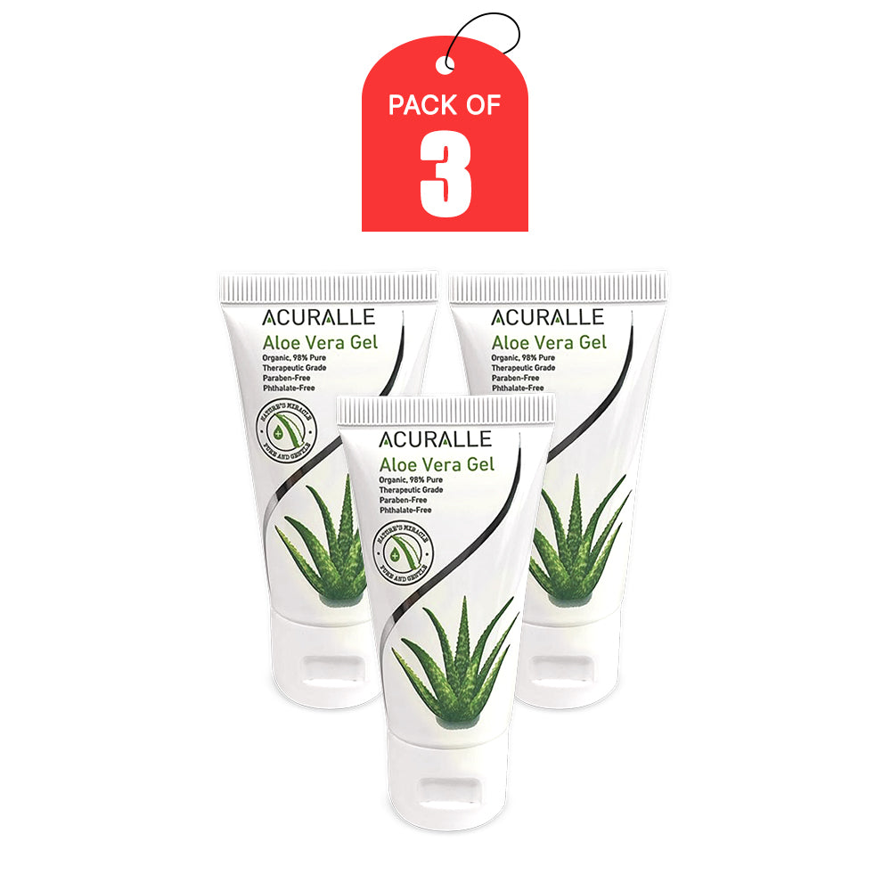 (Pack of 3) Acuralle Organic Pure Aloe Vera Gel 30 ml (Paraben Free And Phthalate Free)