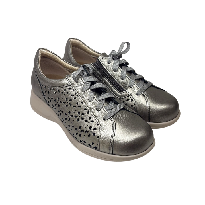 Arch Angel Annika 738 Ladies Leather Lace-Up Shoes with Easy Side Zipper, Contoured Arch Support Insole, Anti-Slip Heel & Tripping Prevention, Timeless Comfort Fit (Bronze)