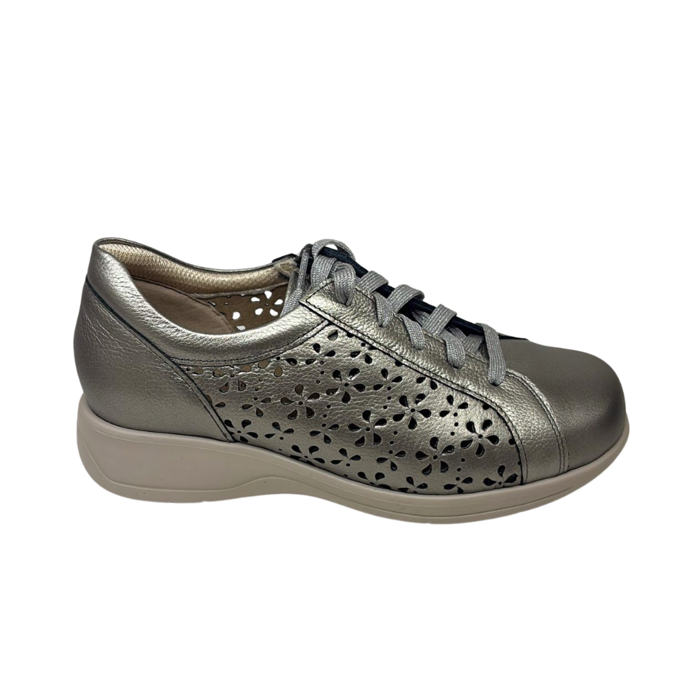 Arch Angel Annika 738 Ladies Leather Lace-Up Shoes with Easy Side Zipper, Contoured Arch Support Insole, Anti-Slip Heel & Tripping Prevention, Timeless Comfort Fit (Bronze)