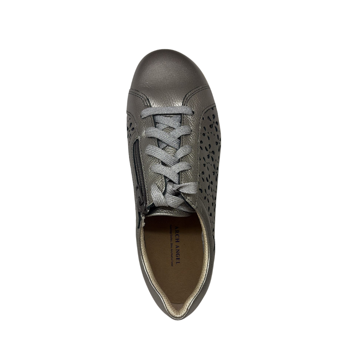 Arch Angel Annika 738 Ladies Leather Lace-Up Shoes with Easy Side Zipper, Contoured Arch Support Insole, Anti-Slip Heel & Tripping Prevention, Timeless Comfort Fit (Bronze)
