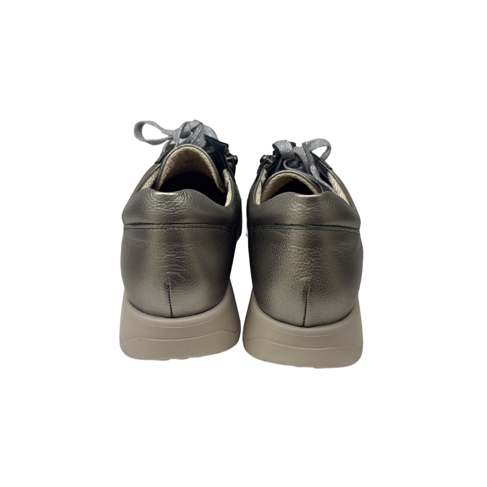 Arch Angel Annika 738 Ladies Leather Lace-Up Shoes with Easy Side Zipper, Contoured Arch Support Insole, Anti-Slip Heel & Tripping Prevention, Timeless Comfort Fit (Bronze)