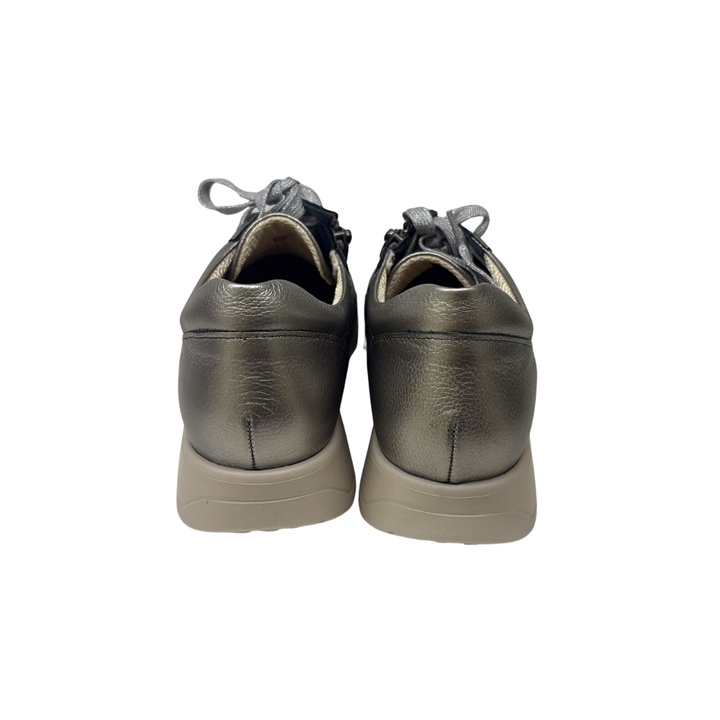Arch Angel Annika 738 Ladies Leather Lace-Up Shoes with Easy Side Zipper, Contoured Arch Support Insole, Anti-Slip Heel & Tripping Prevention, Timeless Comfort Fit (Bronze)