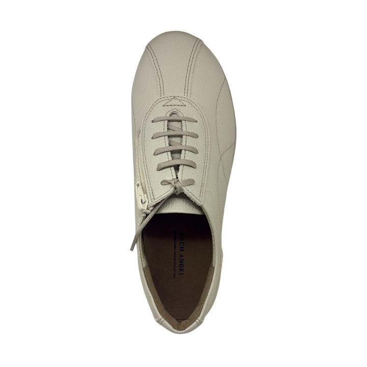 Arch Angel Annika 6303 Ladies Lightweight Everyday Sneakers with Side Zipper, Premium Orthotic Arch Support Insole, Smart Comfort Walking Shoe (Beige)