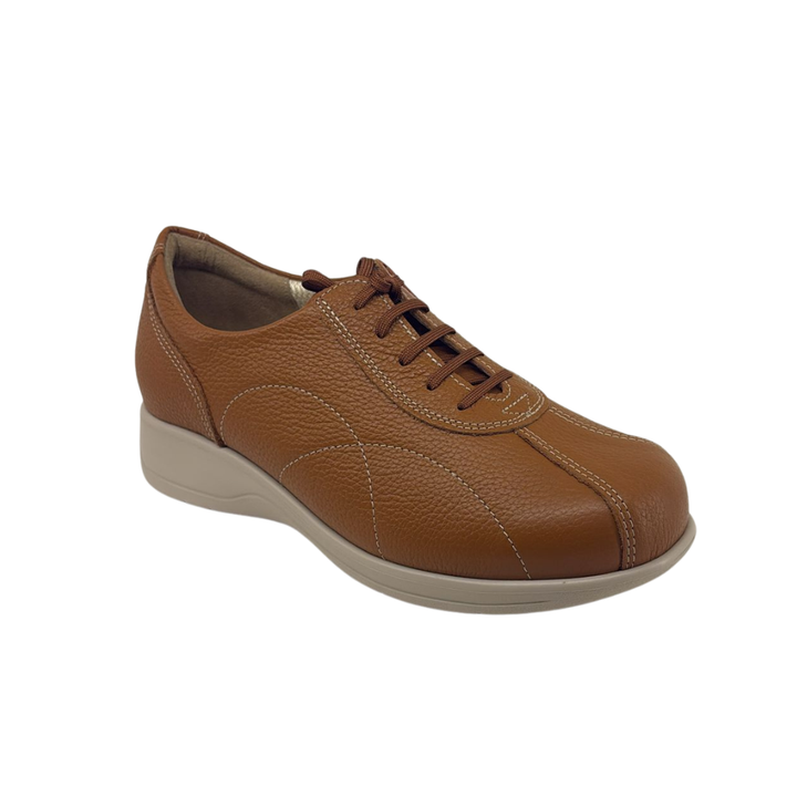 Arch Angel Annika 6303 Ladies Lightweight Everyday Sneakers with Side Zipper, Premium Orthotic Arch Support Insole, Smart Comfort Walking Shoe (Cognac)