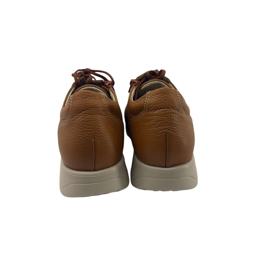 Arch Angel Annika 6303 Ladies Lightweight Everyday Sneakers with Side Zipper, Premium Orthotic Arch Support Insole, Smart Comfort Walking Shoe (Cognac)