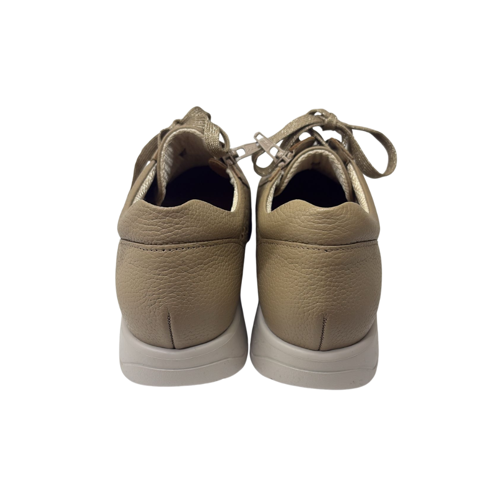 Arch Angel Annika 738 Ladies Leather Lace-Up Shoes with Easy Side Zipper, Contoured Arch Support Insole, Anti-Slip Heel & Tripping Prevention, Timeless Comfort Fit (Taupe)