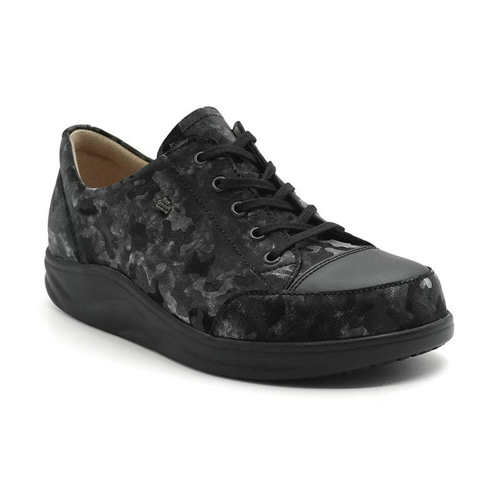 Finn Comfort Ikebukuro Leather Laced Sneakers. Removable Arch Support Insoles, and Shock Absorbing Footbed. Suitable for Bunion, Heel and Arch Pain (Floral)