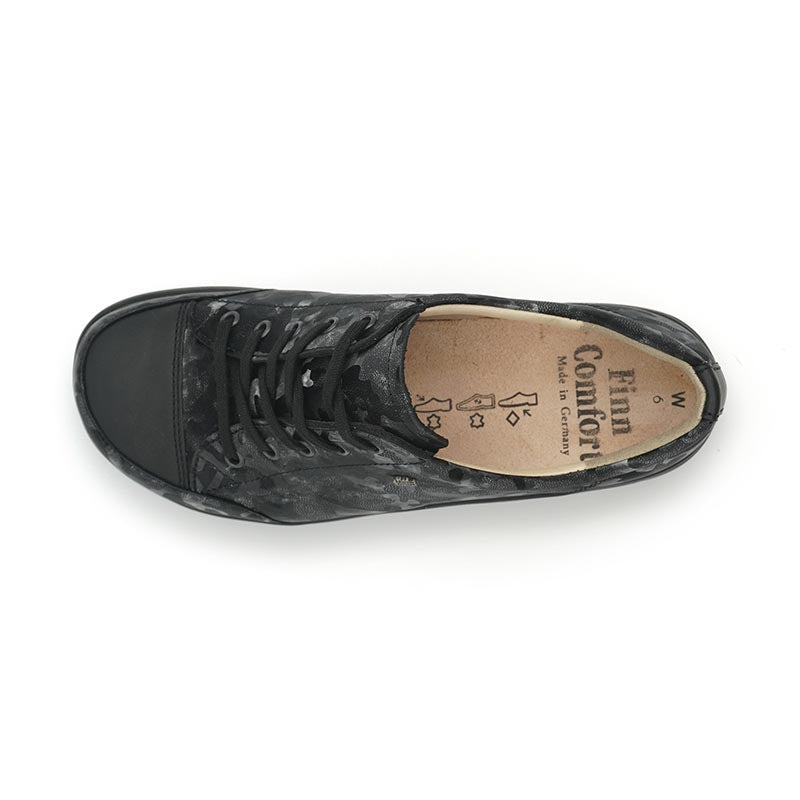 Finn Comfort Ikebukuro Leather Laced Sneakers. Removable Arch Support Insoles, and Shock Absorbing Footbed. Suitable for Bunion, Heel and Arch Pain (Floral)