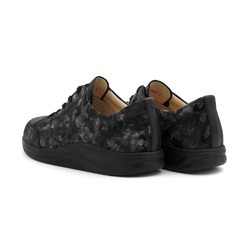 Finn Comfort Ikebukuro Leather Laced Sneakers. Removable Arch Support Insoles, and Shock Absorbing Footbed. Suitable for Bunion, Heel and Arch Pain (Floral)