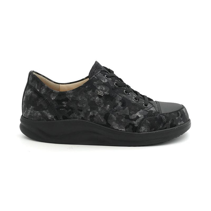 Finn Comfort Ikebukuro Leather Laced Sneakers. Removable Arch Support Insoles, and Shock Absorbing Footbed. Suitable for Bunion, Heel and Arch Pain (Floral)