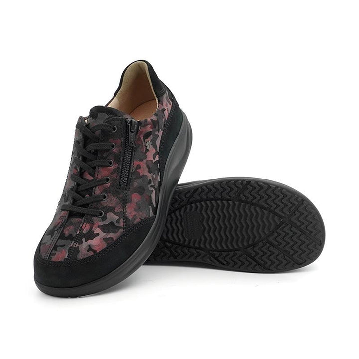 Finn Comfort Otaru Leather Lace/Zip Sneakers. Removable Arch Support Insoles, and Shock Absorbing Footbed. Suitable for Bunions, Heel and Arch Pain (White)