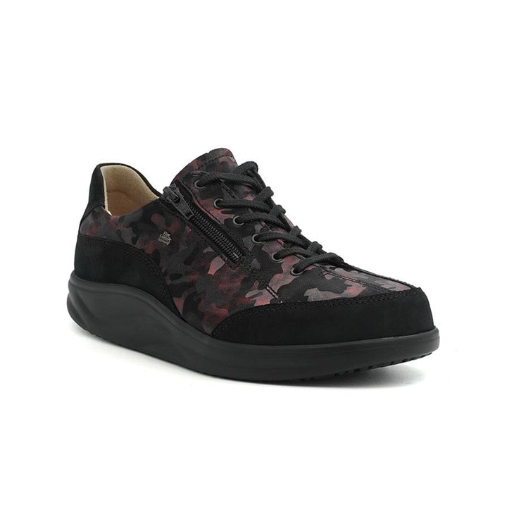 Finn Comfort Otaru Leather Lace/Zip Sneakers. Removable Arch Support Insoles, and Shock Absorbing Footbed. Suitable for Bunions, Heel and Arch Pain (Black)