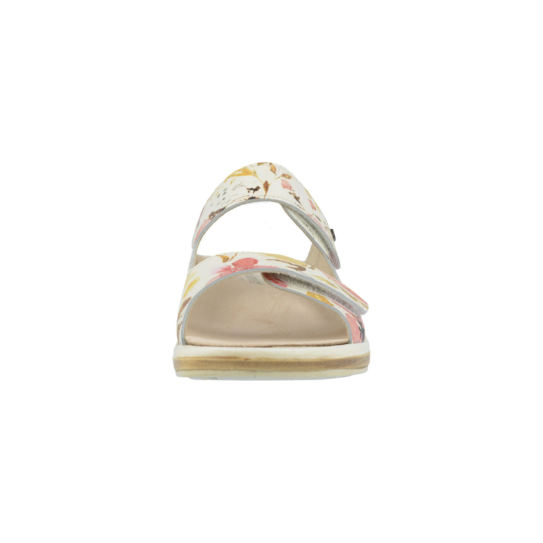 Finn Comfort Morelia Slip-on Leather Sandals with Two-Way Adjustable Velcro Straps, Removable Arch Support Insoles, and Shock Absorbing Footbed. Suitable for Bunion, Heel and Arch Pain (Floral)