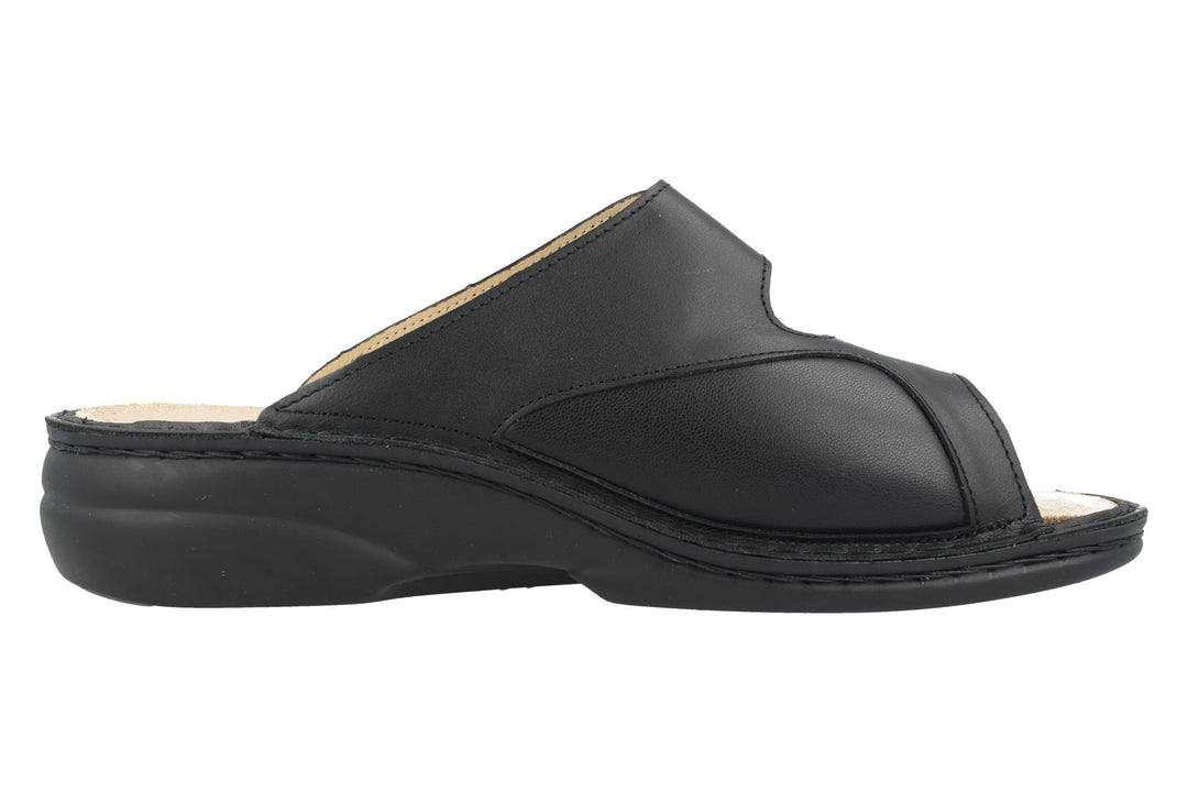 Finn Comfort Zeno Ladies Sandal With Dual Adjustable Straps, Removable Footbed, And Flexible Hand-Stitched Pu Sole.  Suitable For Diabetic Feet, Bunion, Heel And Arch Pain (Black & Gold)