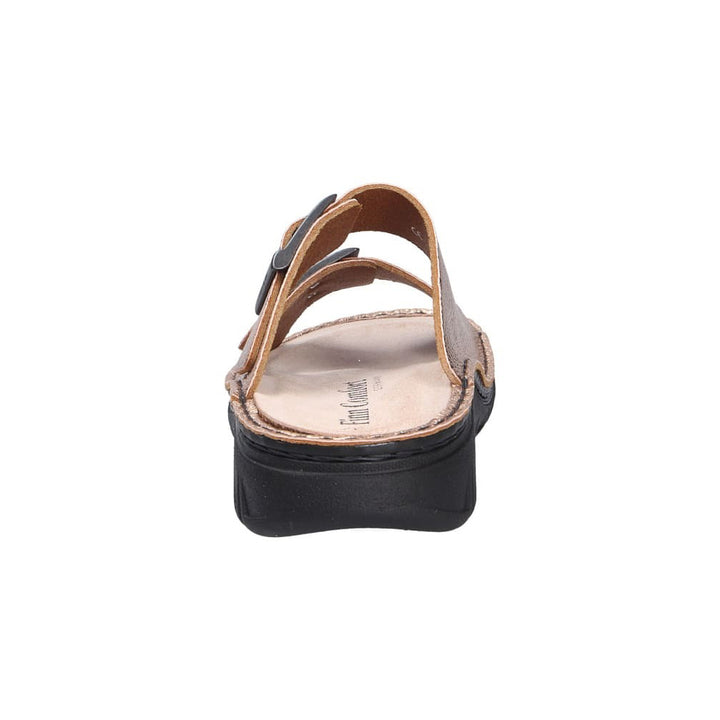 Finn Comfort Cayman-S Ladies Leather Sandal With Dual Adjustable Straps, Removable Cork Footbed, Arch Support, And Flexible PU Sole. Handmade In Germany For All-Day Comfort (Gold)
