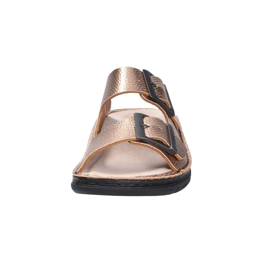 Finn Comfort Cayman-S Ladies Leather Sandal With Dual Adjustable Straps, Removable Cork Footbed, Arch Support, And Flexible PU Sole. Handmade In Germany For All-Day Comfort (Gold)