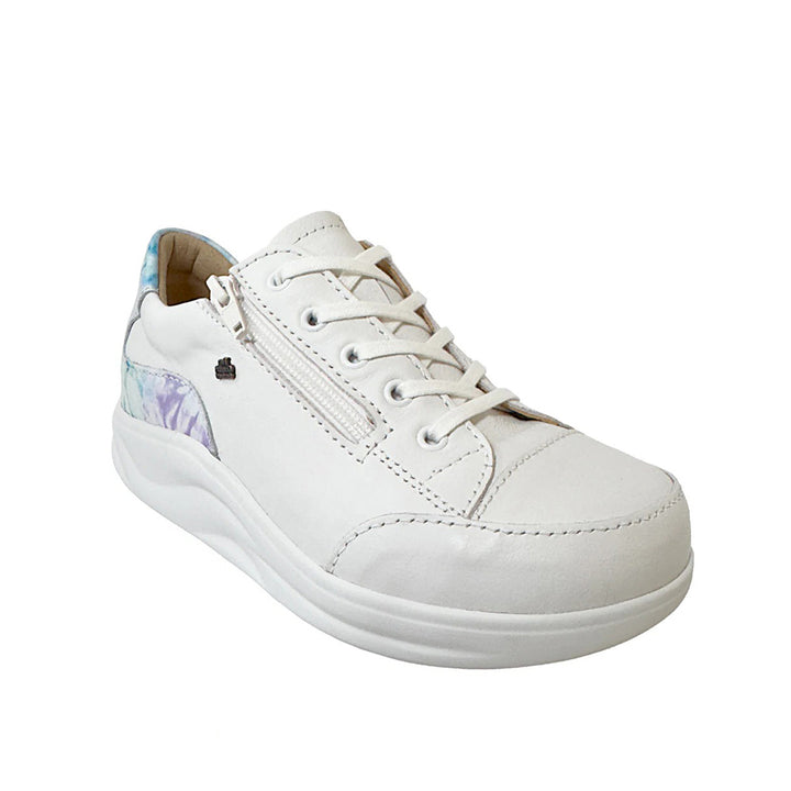 Finn Comfort Hachiouji Womens Leather Lace/Zip Sneakers. Removable Arch Support Insoles, and Shock Absorbing Footbed. Suitable for Bunion, Heel and Arch Pain (Weiss)