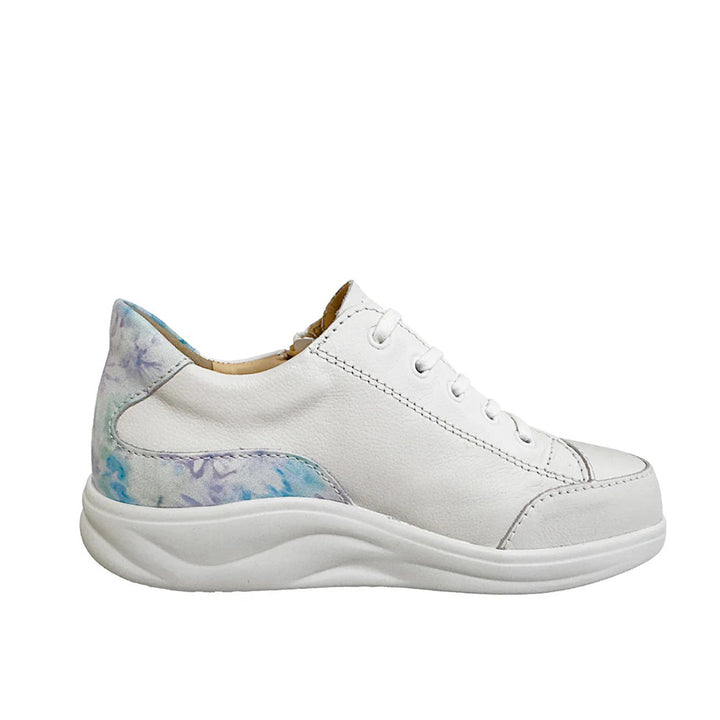 Finn Comfort Hachiouji Womens Leather Lace/Zip Sneakers. Removable Arch Support Insoles, and Shock Absorbing Footbed. Suitable for Bunion, Heel and Arch Pain (Weiss)