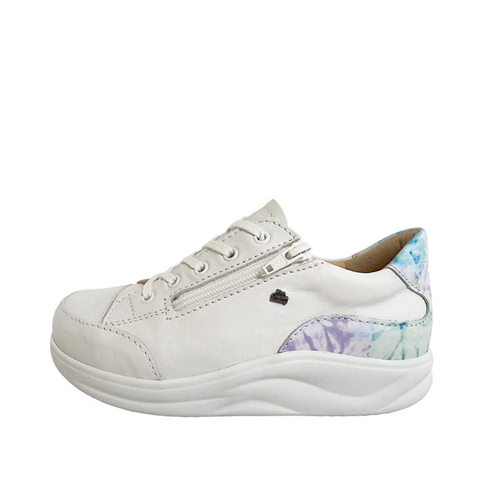 Finn Comfort Hachiouji Womens Leather Lace/Zip Sneakers. Removable Arch Support Insoles, and Shock Absorbing Footbed. Suitable for Bunion, Heel and Arch Pain (Weiss)