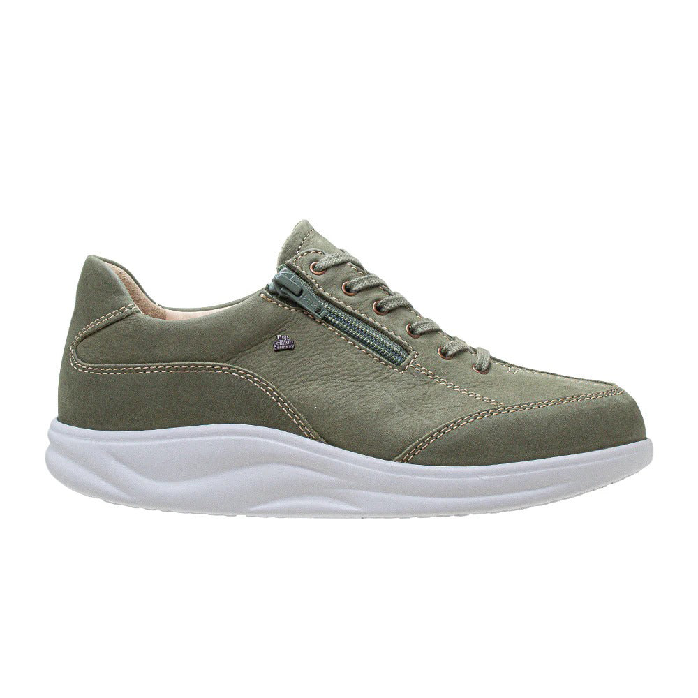 Finn Comfort Otaru Womens Leather Lace/Zip Sneakers. Removable Arch Support Insoles, and Shock Absorbing Footbed. Suitable for Bunions, Heel and Arch Pain (Farn)