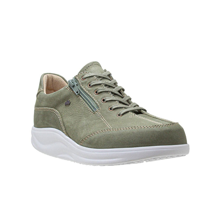 Finn Comfort Otaru Womens Leather Lace/Zip Sneakers. Removable Arch Support Insoles, and Shock Absorbing Footbed. Suitable for Bunions, Heel and Arch Pain (Farn)