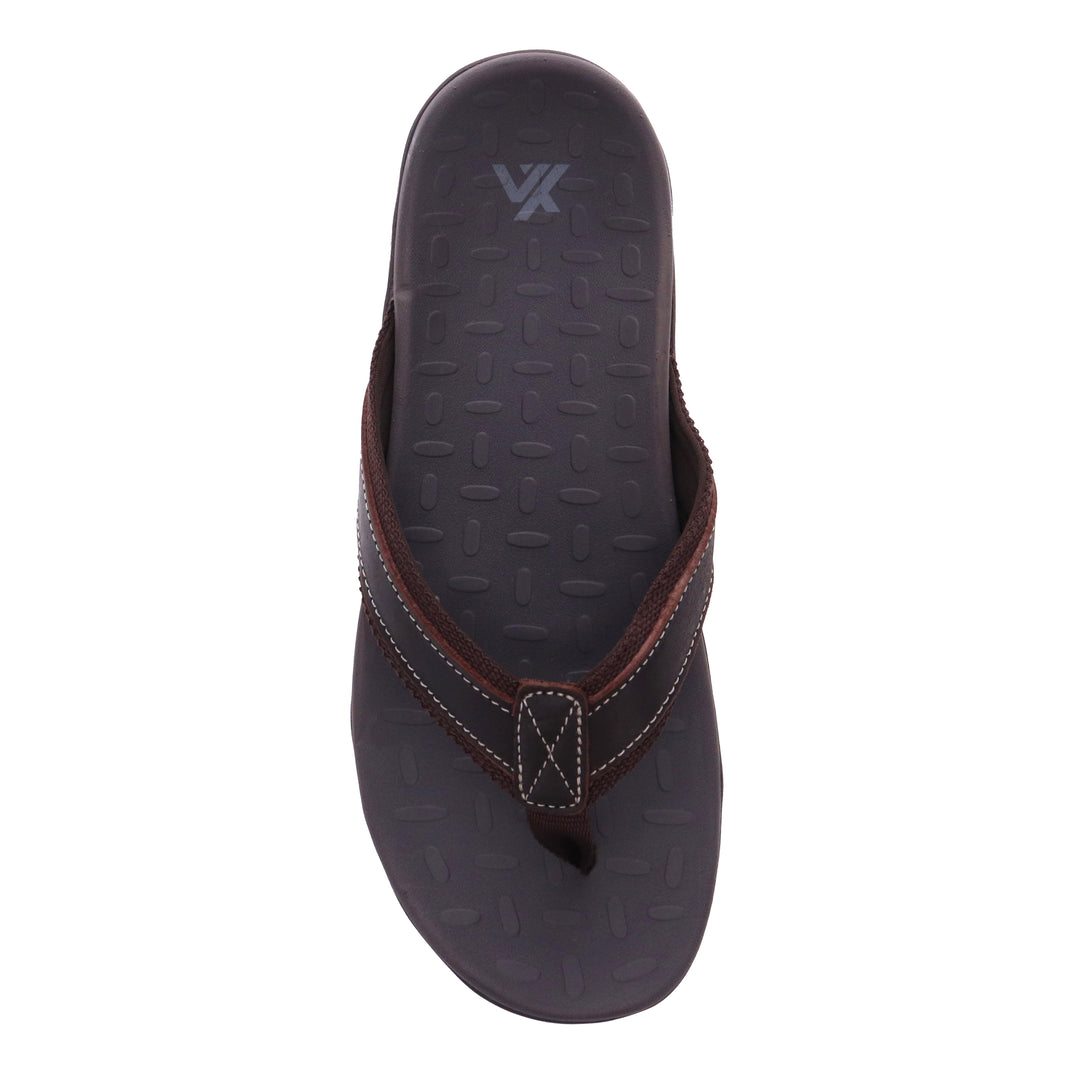 Vitasole Focus Men’s Orthotic Slippers with Premium Leather Upper, Arch Support & All-Day Comfort Footbed (Brown)