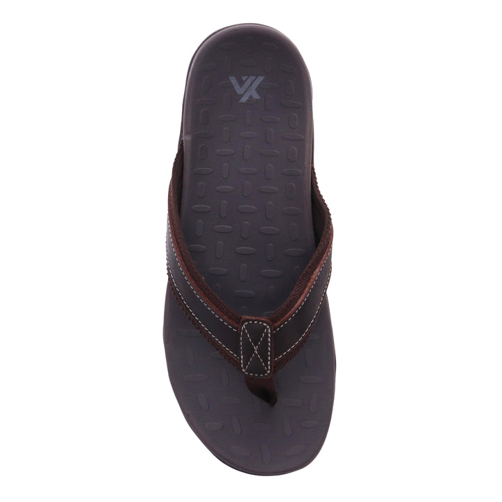 Vitasole Focus Men’s Orthotic Slippers with Premium Leather Upper, Arch Support & All-Day Comfort Footbed (Brown)