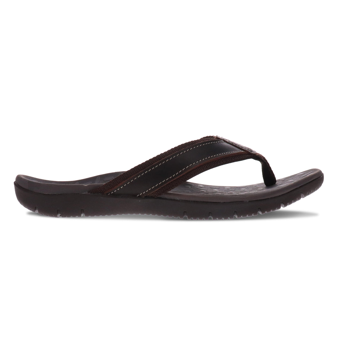 Vitasole Focus Men’s Orthotic Slippers with Premium Leather Upper, Arch Support & All-Day Comfort Footbed (Brown)
