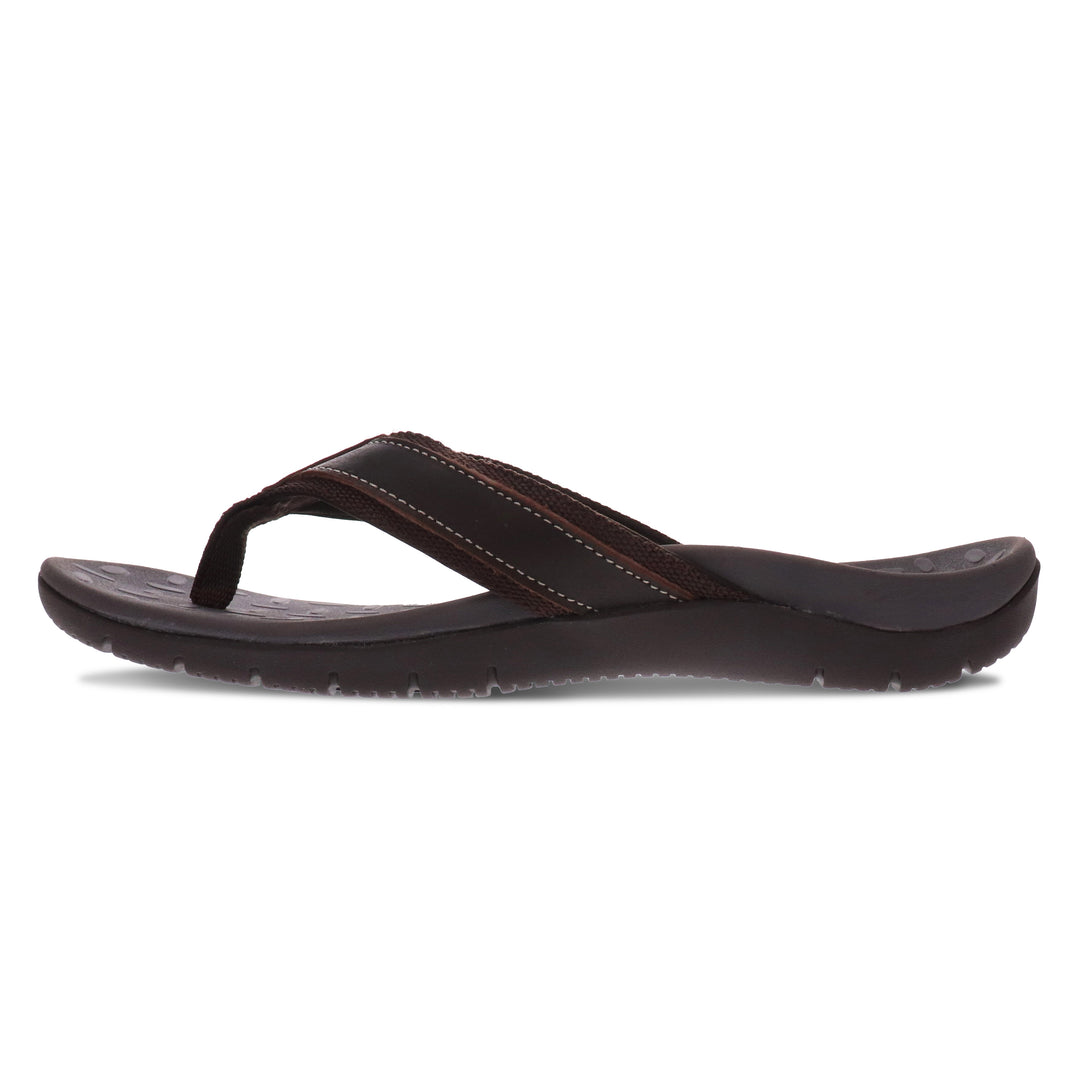 Vitasole Focus Men’s Orthotic Slippers with Premium Leather Upper, Arch Support & All-Day Comfort Footbed (Brown)
