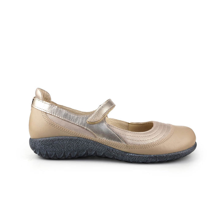 Naot Kirei Women’s Leather Mary Jane Shoe with Ergonomic Arch Support, Removable Insole and Cushioned Footbed (Champagne)