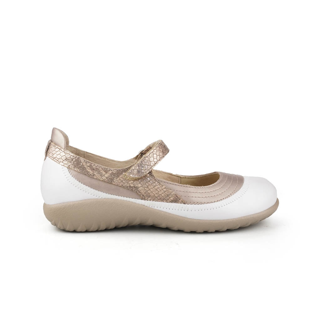 Naot Kirei Women’s Leather Mary Jane Shoe with Ergonomic Arch Support, Removable Insole and Cushioned Footbed (Champagne)