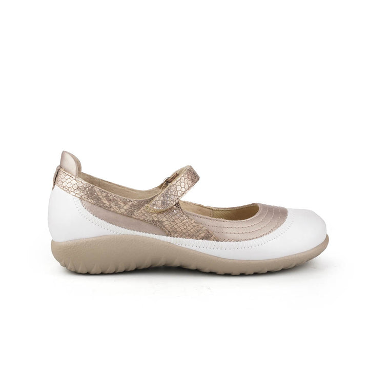 Naot Kirei Women’s Leather Mary Jane Shoe with Ergonomic Arch Support, Removable Insole and Cushioned Footbed (Champagne)
