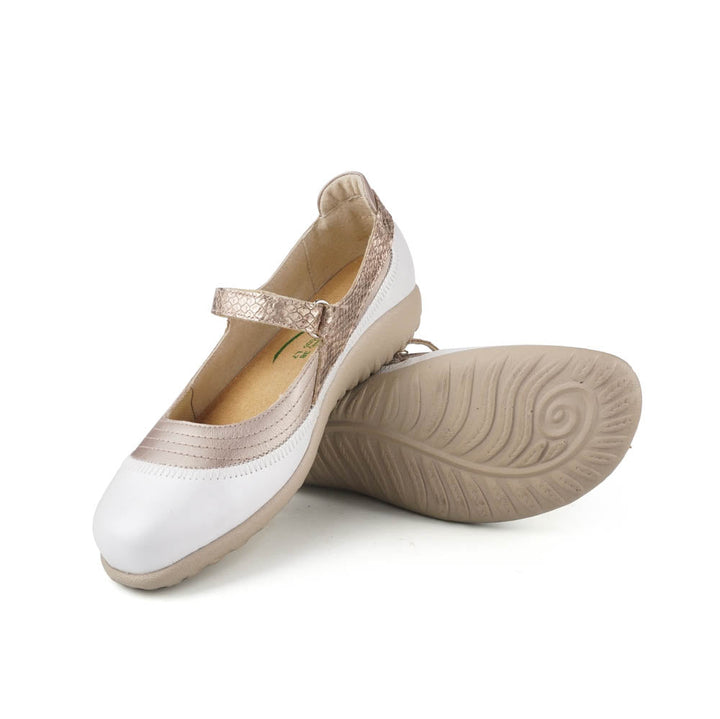 Naot Kirei Women’s Leather Mary Jane Shoe with Ergonomic Arch Support, Removable Insole and Cushioned Footbed (Champagne)