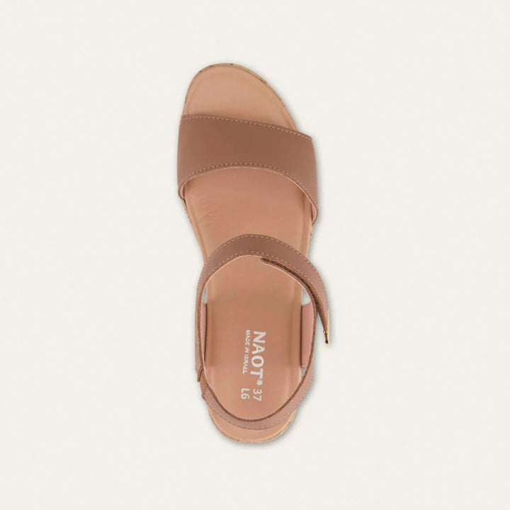 Naot Summer Women’s Wedge Leather Sandals with Ergonomic Arch Support, Adjustable Straps, Cushioned Footbed & Bold Heel Platform (Caramel)