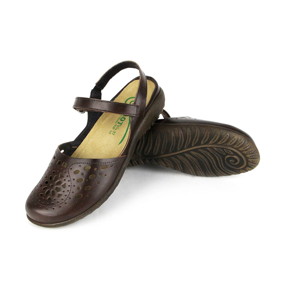 Naot Arataki Women Closed-Toe Slingback Shoes with Perforated Design, Shock-Absorbing PU Sole, and Orthotic-Friendly Removable Footbed (Black))