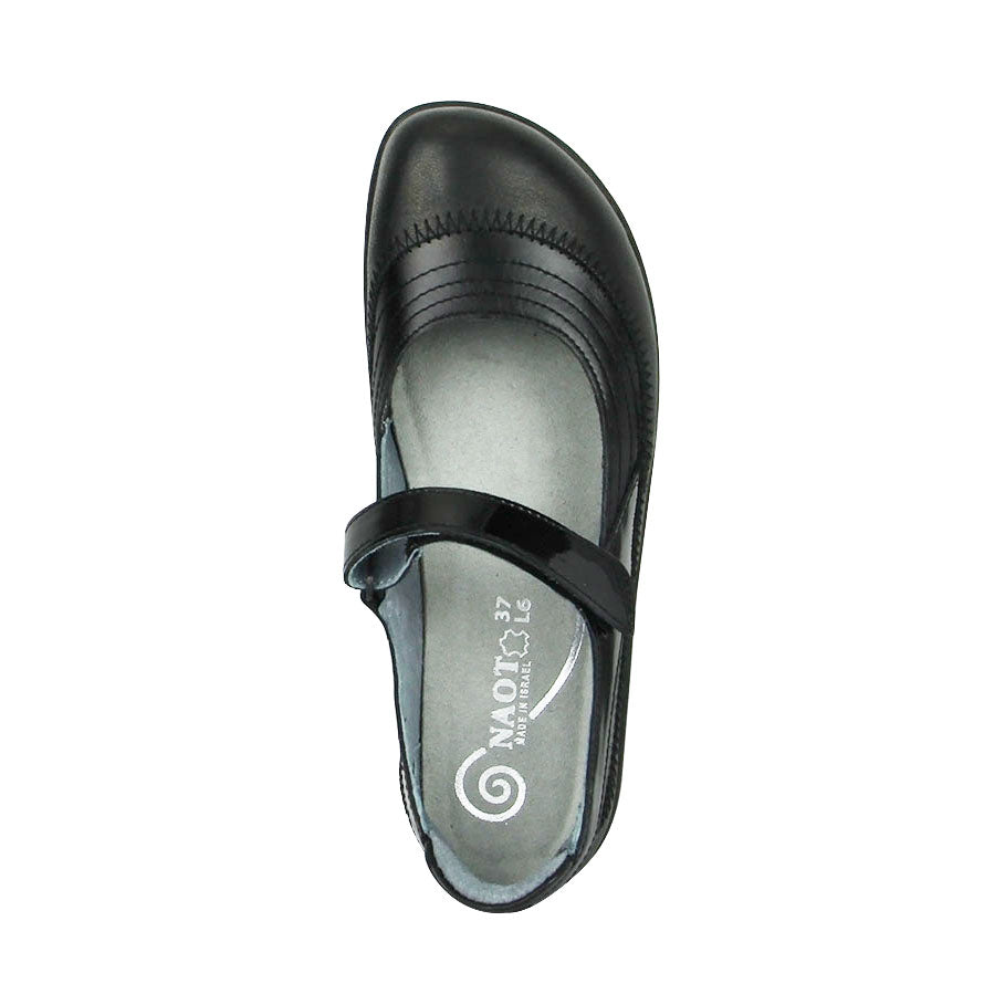 Naot Kirei Women’s Leather Mary Jane Shoe with Ergonomic Arch Support, Removable Insole and Cushioned Footbed (Black)