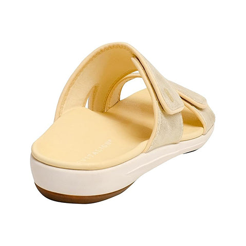 Revitalign Kholo Nuevo Metallic Women’s Slip-On Sandals with Orthotic Arch Support, Adjustable Straps, Low Heel & Full Contact Comfort Footbed (Gold)