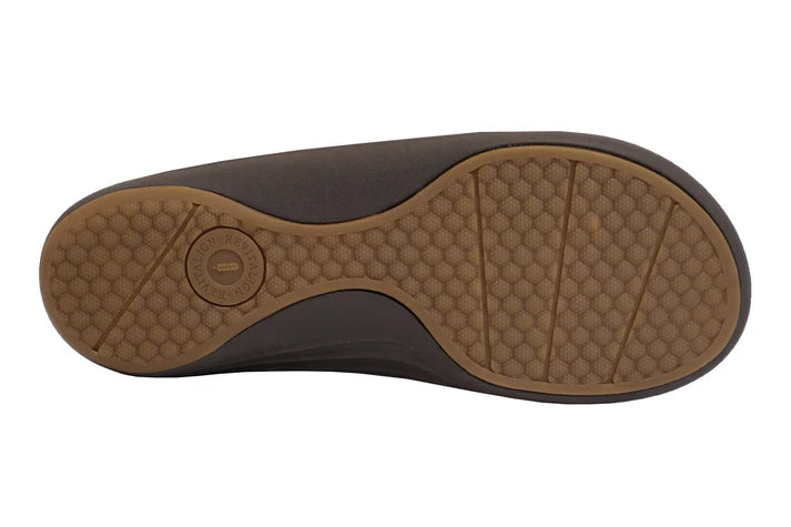 Revitalign Yumi Metallic Men’s Sandals with Orthotic Arch Support, Water-Resistant Straps, Soft Toe Post & Full Contact Comfort Footbed (Brown / Java)