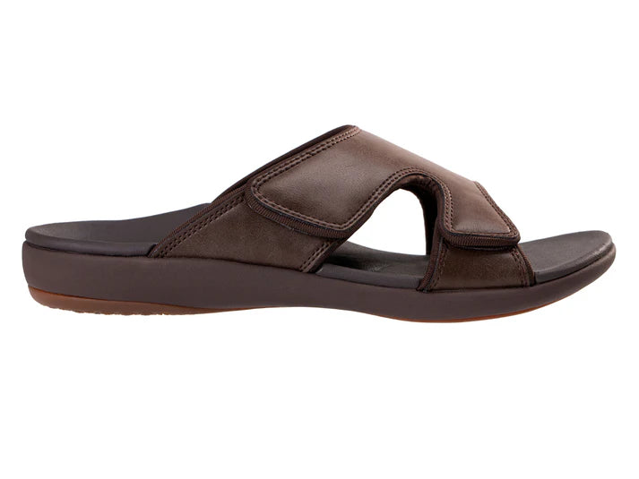 Revitalign Kholo Deluxe Men’s Slide Sandals with Orthotic Arch Support, Adjustable Water-Resistant Strap & Full Contact Comfort Footbed (Brown / Java)