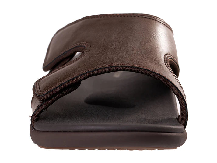 Revitalign Kholo Deluxe Men’s Slide Sandals with Orthotic Arch Support, Adjustable Water-Resistant Strap & Full Contact Comfort Footbed (Brown / Java)