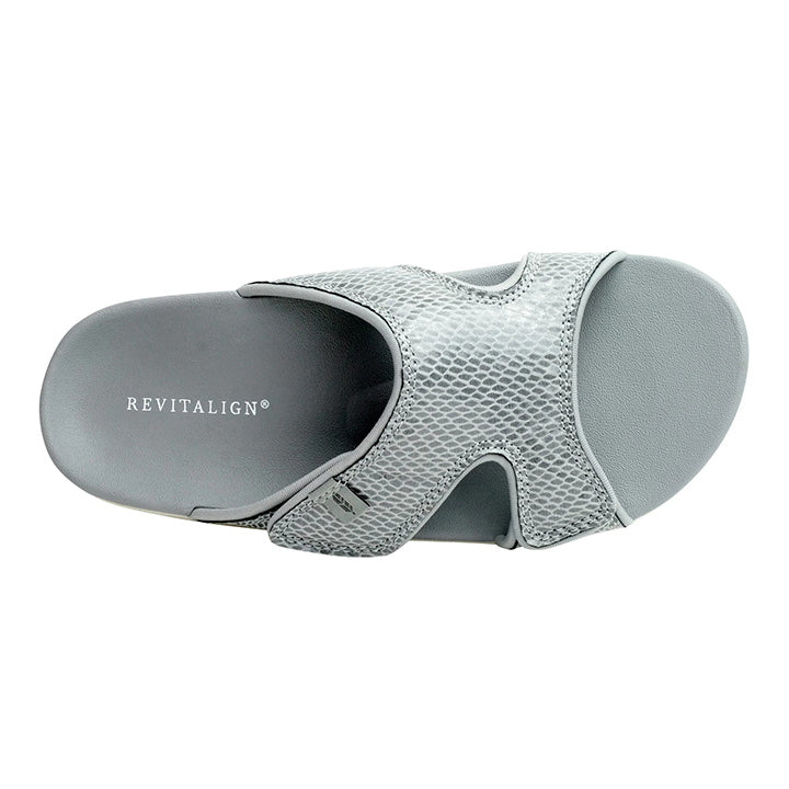 Revitalign Kholo Gecko Women’s Low-Heel Sandals with Exotic Leather-Like Print, Adjustable Straps & Full Contact Comfort Orthotic Footbed (Tan)