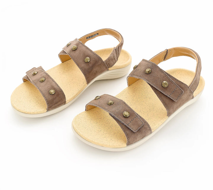 Revitalign Terra Women Sandals with Orthotic Arch Support, Heel Backstrap, and Dual Adjustable Velcro Straps (Fossil)