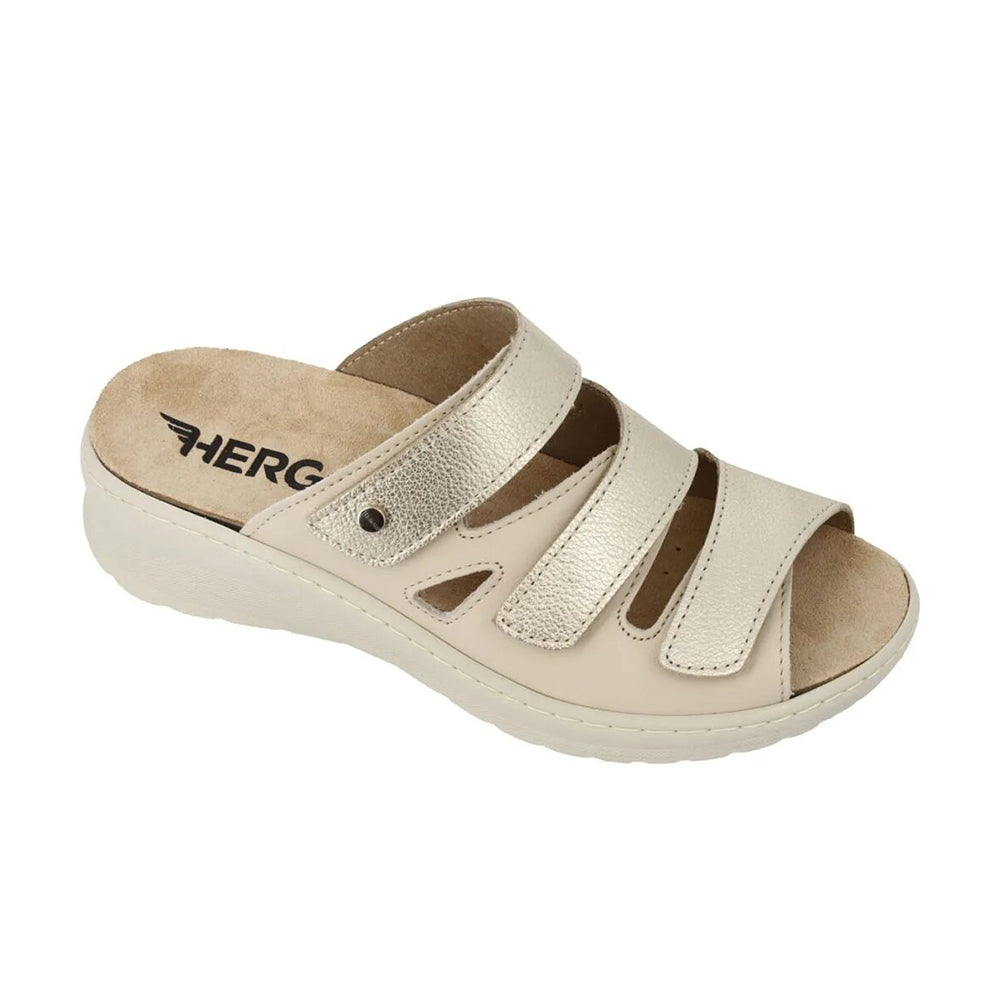 Sabatini H3051 Women's Orthopedic Comfort Slide Sandal With Triple Adjustable Straps and Contoured Orthotic Arch Support (Gold)
